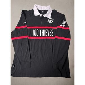 100 Thieves Rugby Polo Shirt Mens XXL Black Red 2022 Long Sleeve Streetwear